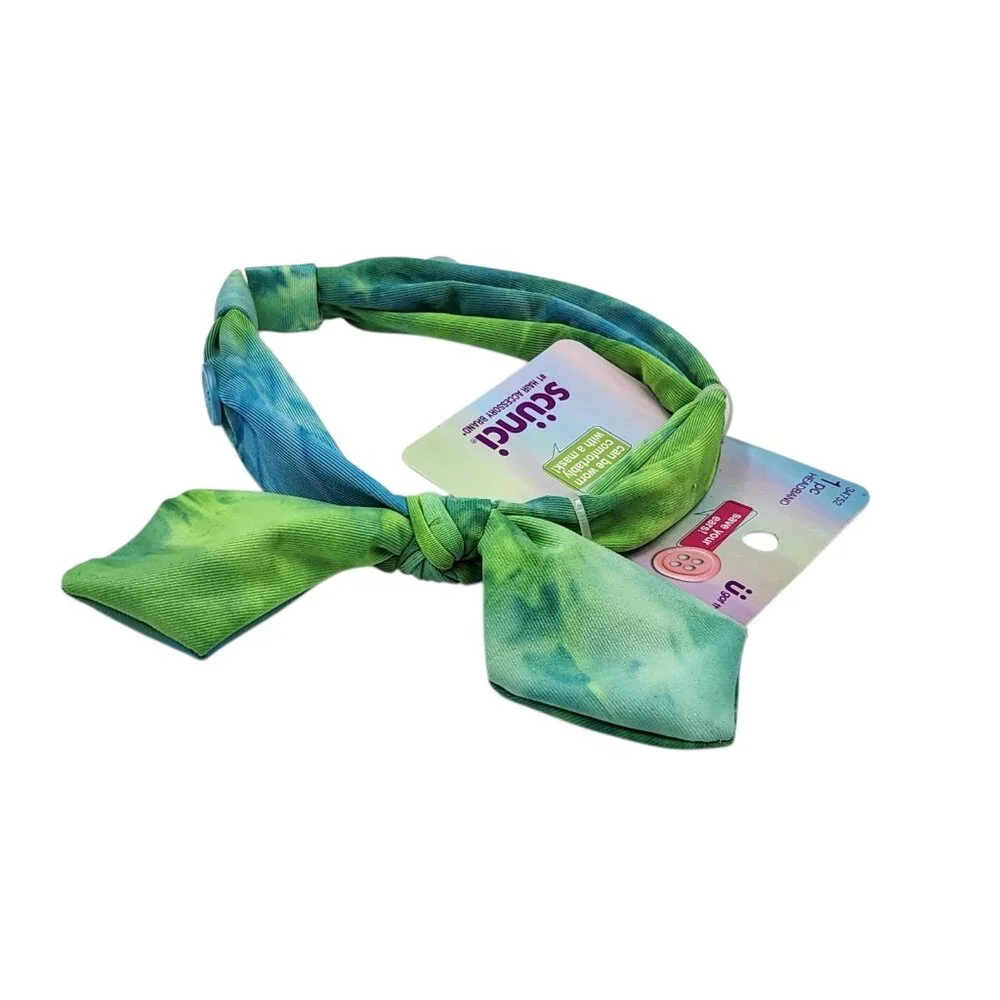 Scunci U Got This‎ Headband with Buttons for Mask 3 Pcs Multicolor Tie Dye Set